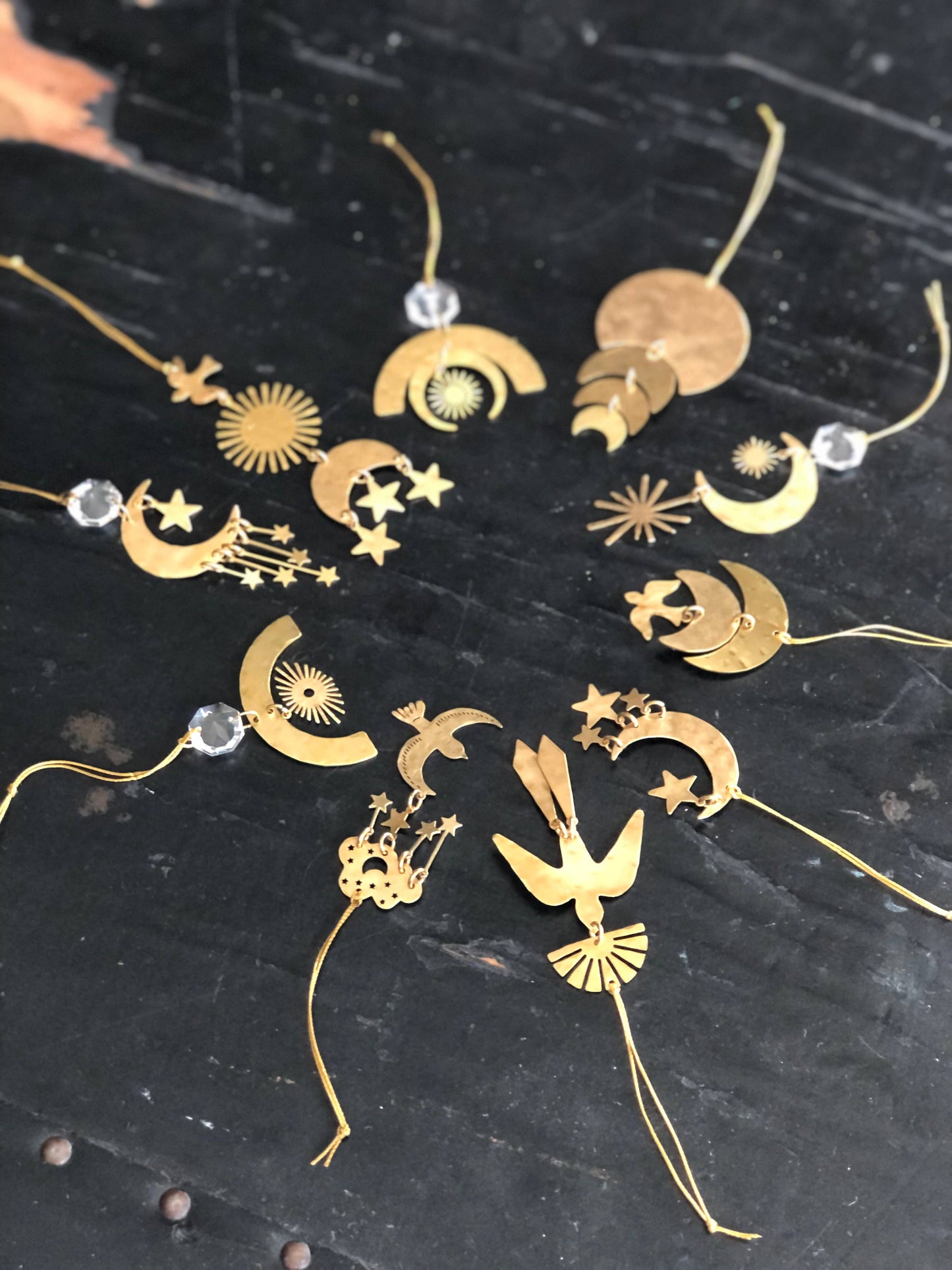 CELESTIAL Christmas Ornaments with Gold Charms