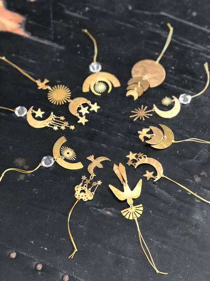 CELESTIAL Christmas Ornaments with Gold Charms