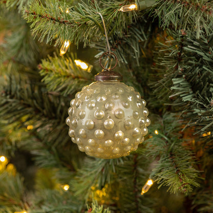 White Hobnail Glass Ornament – Winter Elegance