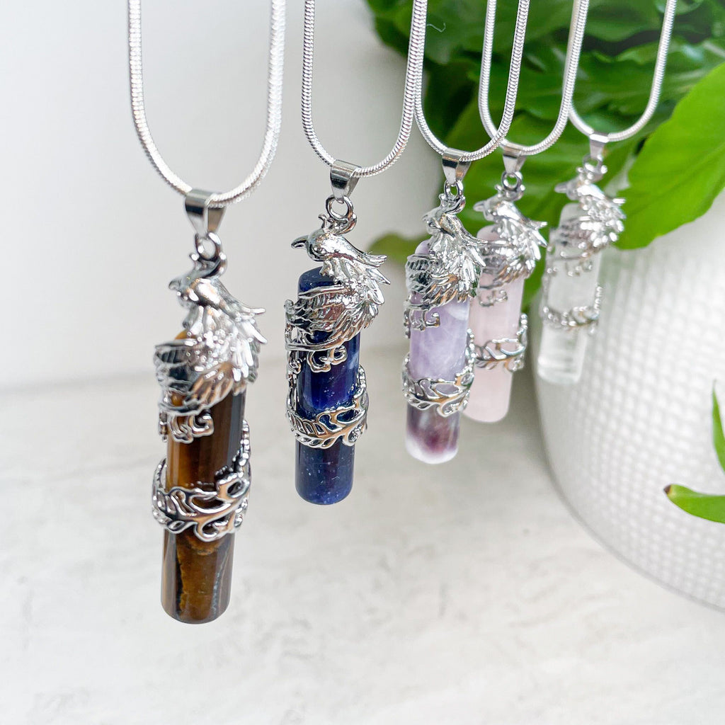 Phoenix Crystal + Silver Pendant Necklace