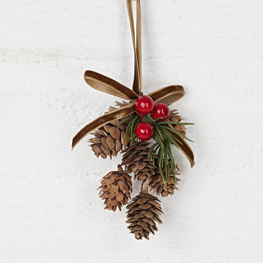 Birch Cone & Berry Hanging Décor | Rustic Holiday Accent