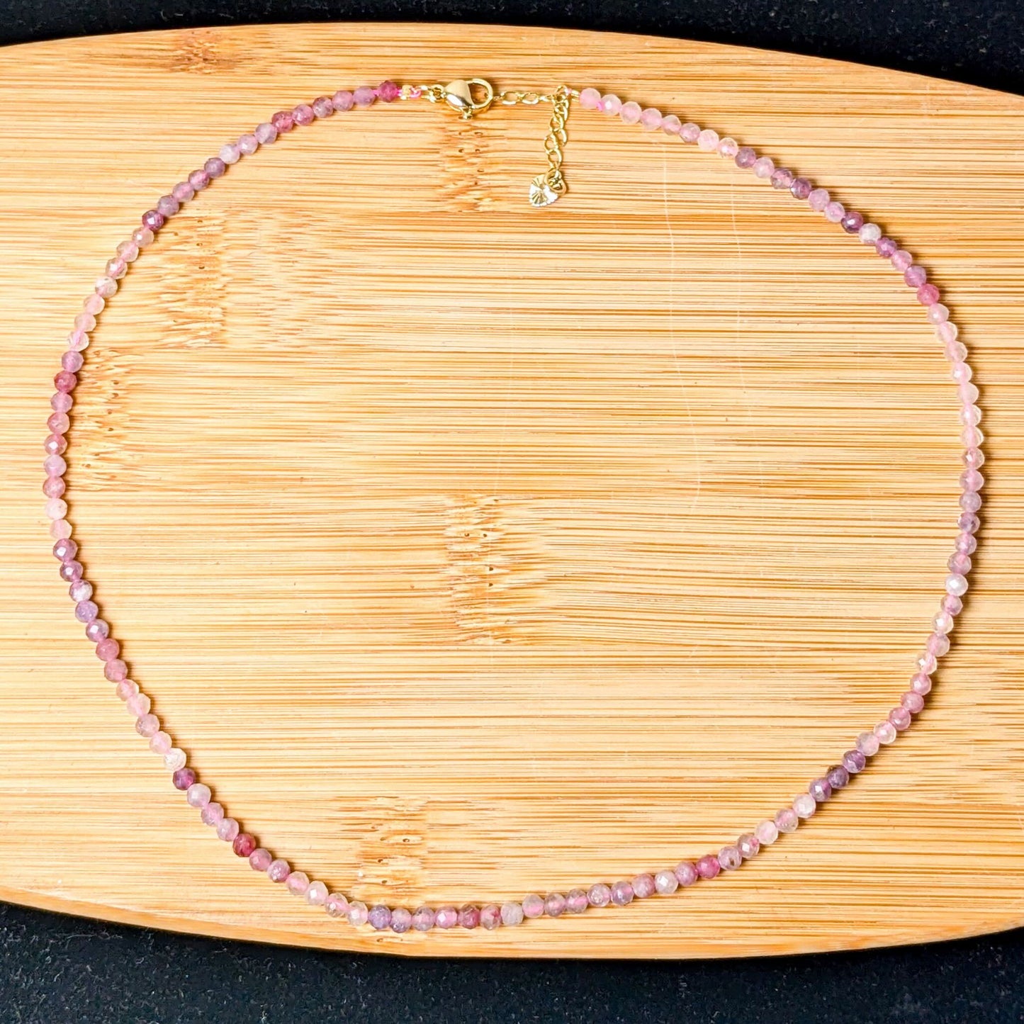 Multi-Faceted Crystal Bead Necklace – Tourmaline, Moonstone & Lepidolite