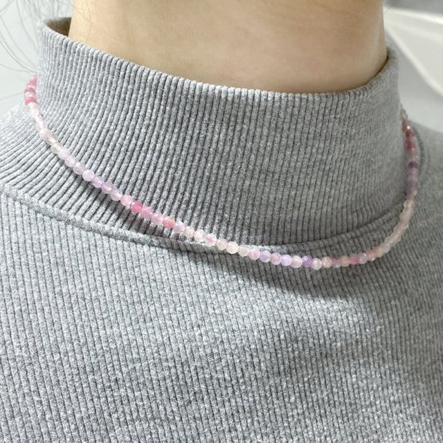 Multi-Faceted Crystal Bead Necklace – Tourmaline, Moonstone & Lepidolite