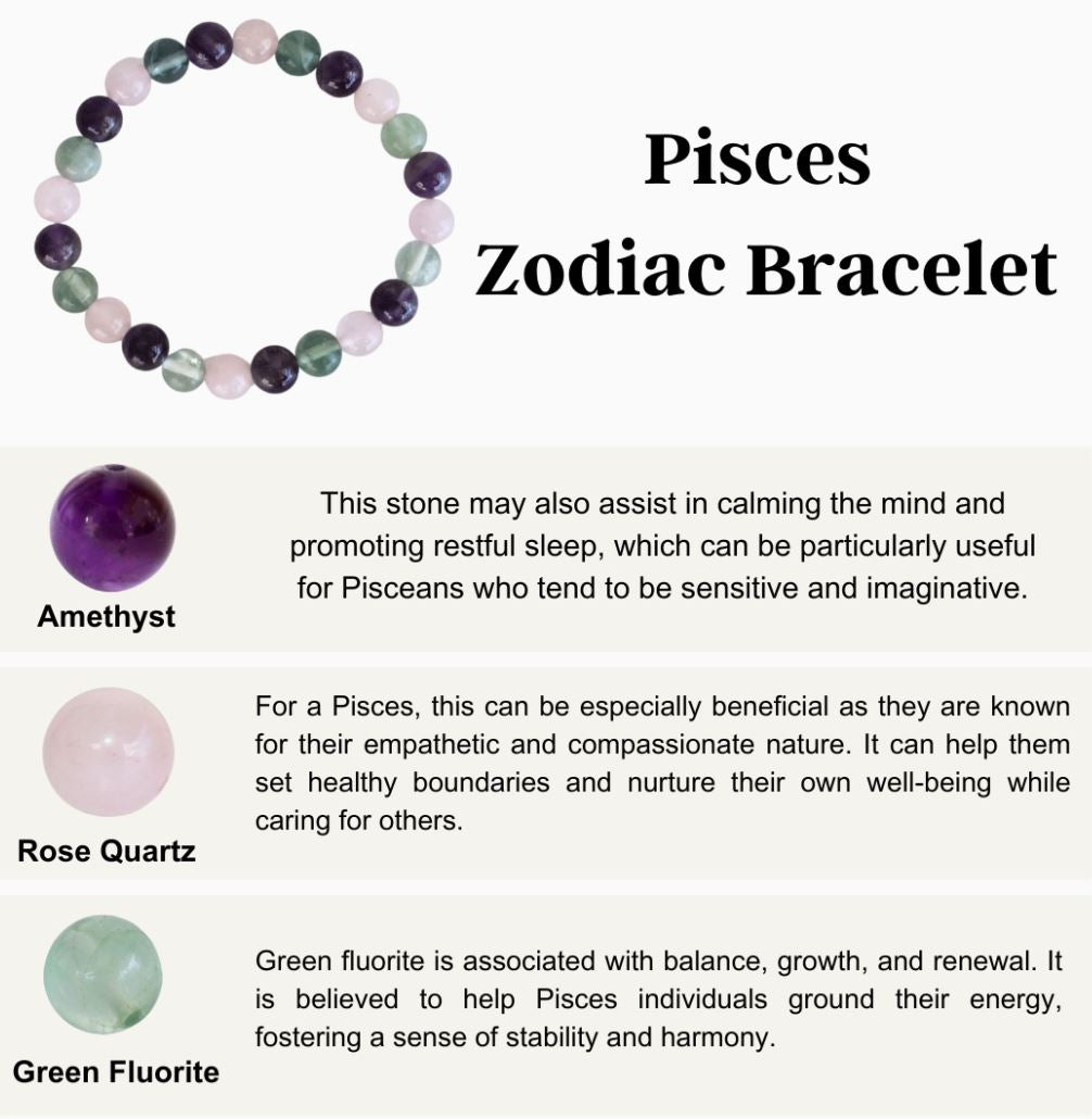 Crystal Zodiac Bracelet | 8mm | Healing Gemstone Bracelets