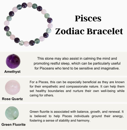 Crystal Zodiac Bracelet | 8mm | Healing Gemstone Bracelets