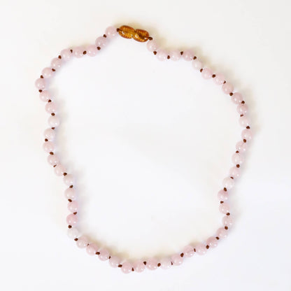 Pure Gemstone + Pink Rose Quartz || Beaded Necklace