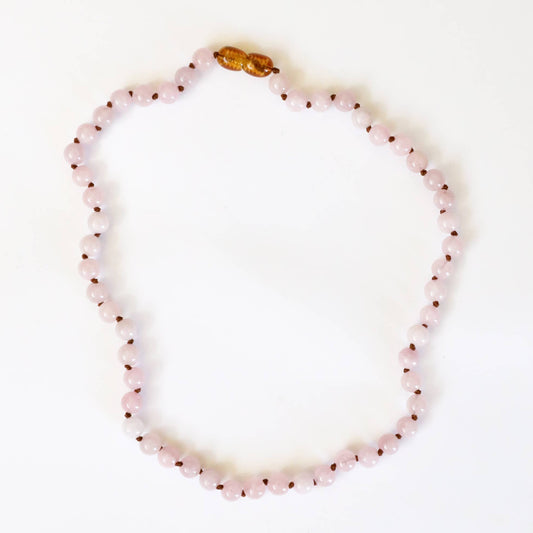 Pure Gemstone + Pink Rose Quartz || Beaded Necklace