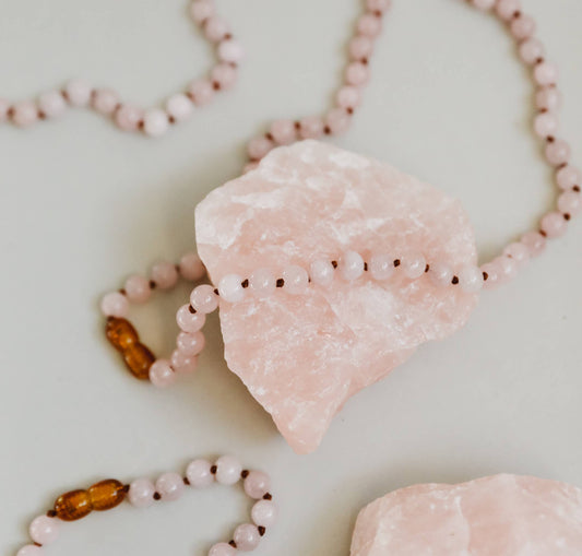 Pure Gemstone + Pink Rose Quartz || Beaded Necklace