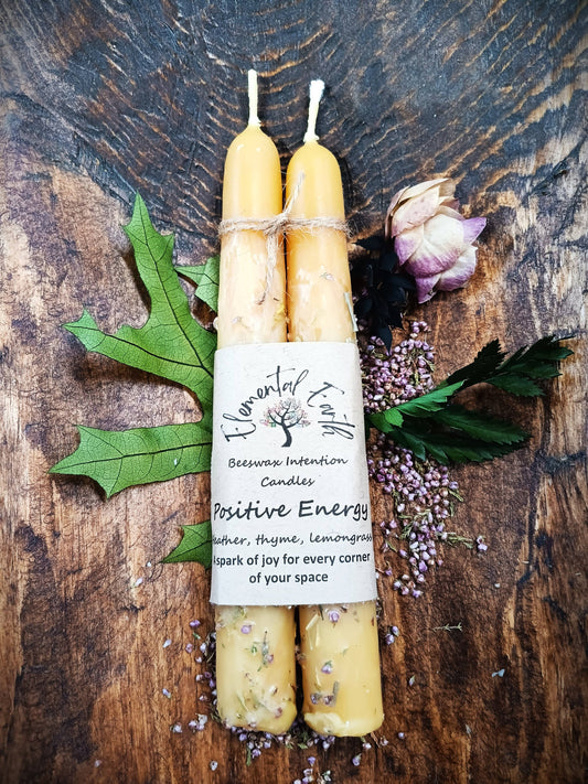 Beeswax Positive Energy Intention 6" Ritual Candles