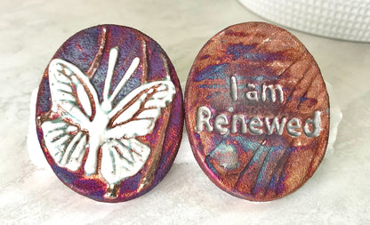 (Magnet) Raku Handmade Spirit Medallion with Affirmations | Various Themes