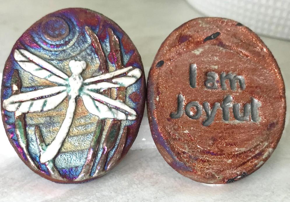(Magnet) Raku Handmade Spirit Medallion with Affirmations | Various Themes