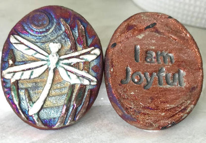 (Magnet) Raku Handmade Spirit Medallion with Affirmations | Various Themes