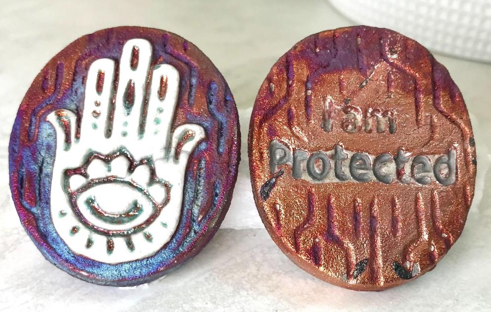 (Magnet) Raku Handmade Spirit Medallion with Affirmations | Various Themes