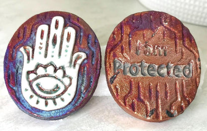 (Magnet) Raku Handmade Spirit Medallion with Affirmations | Various Themes