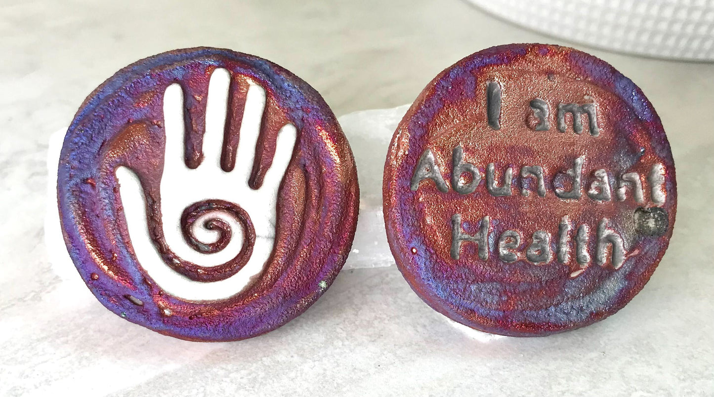 (Magnet) Raku Handmade Spirit Medallion with Affirmations | Various Themes