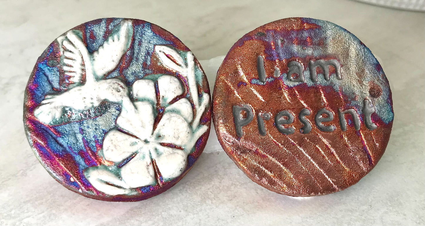 (Magnet) Raku Handmade Spirit Medallion with Affirmations | Various Themes