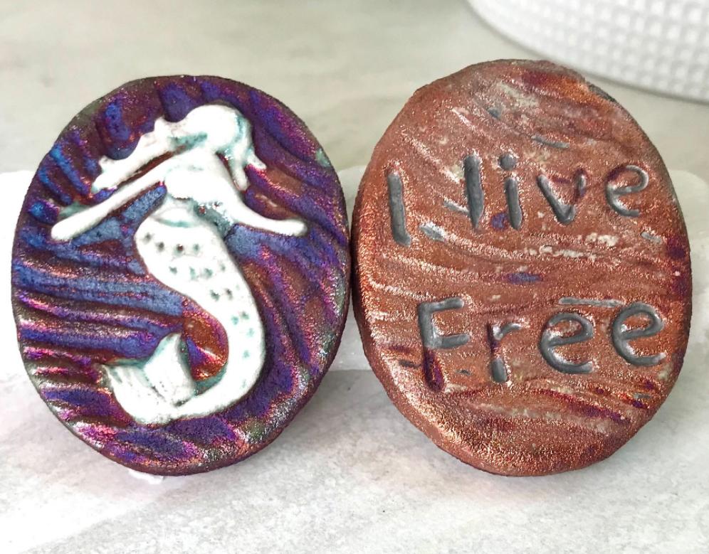(Magnet) Raku Handmade Spirit Medallion with Affirmations | Various Themes