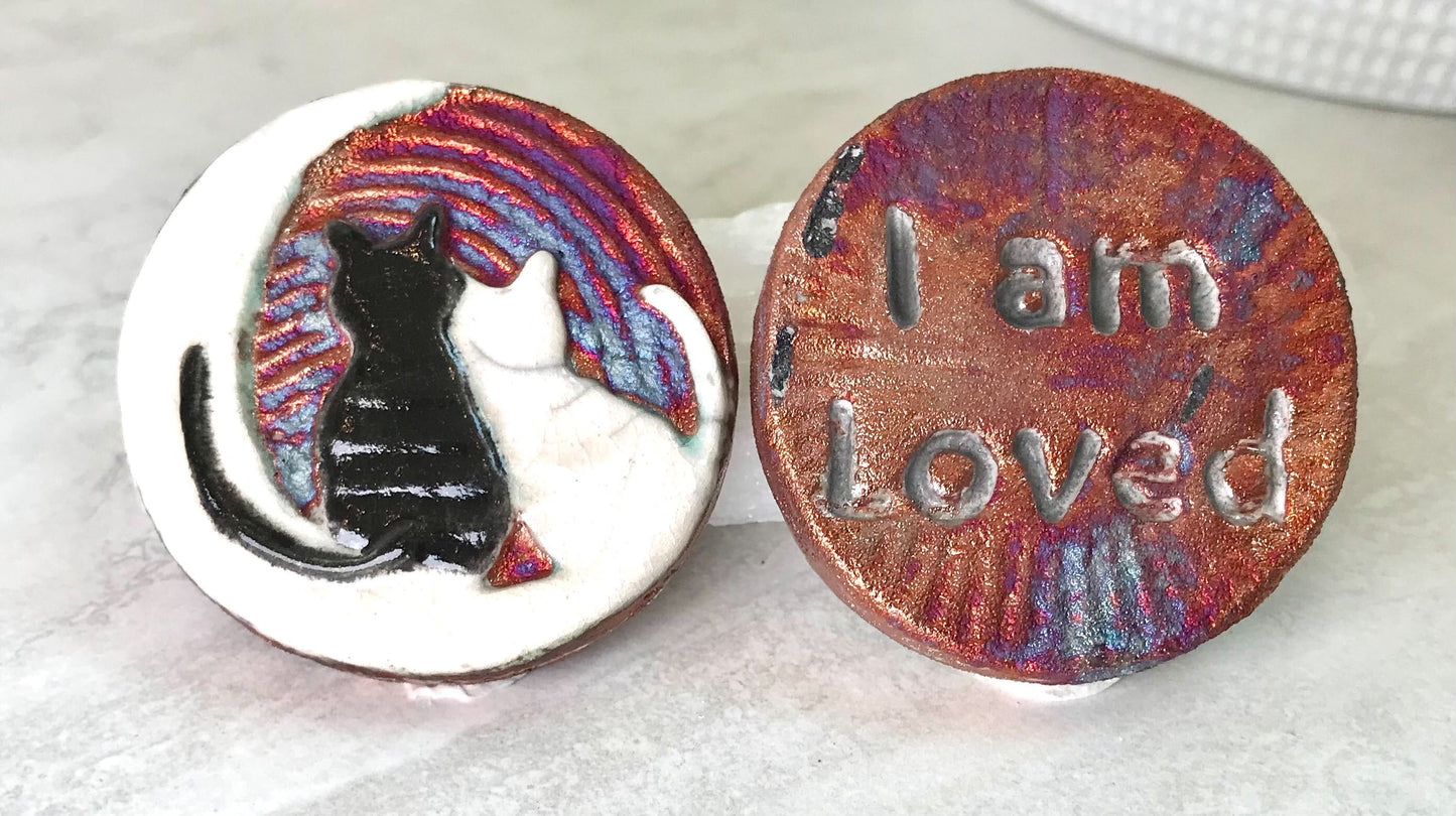 (Magnet) Raku Handmade Spirit Medallion with Affirmations | Various Themes