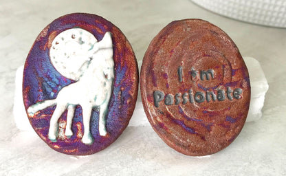 (Magnet) Raku Handmade Spirit Medallion with Affirmations | Various Themes