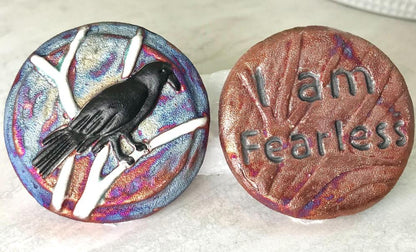 (Magnet) Raku Handmade Spirit Medallion with Affirmations | Various Themes