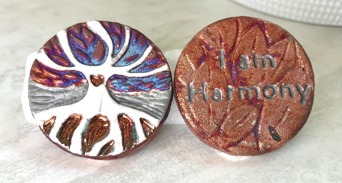 (Magnet) Raku Handmade Spirit Medallion with Affirmations | Various Themes