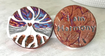 (Magnet) Raku Handmade Spirit Medallion with Affirmations | Various Themes