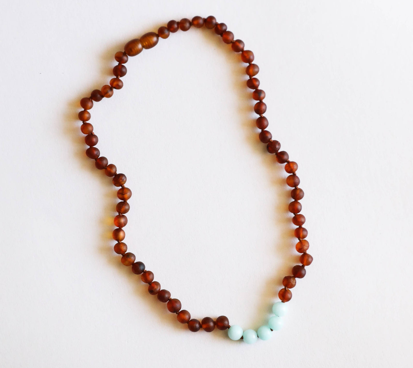 Raw Cognac Baltic Amber + Amazonite Necklace