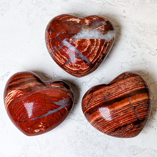 Red Snakeskin Jasper Puff Heart