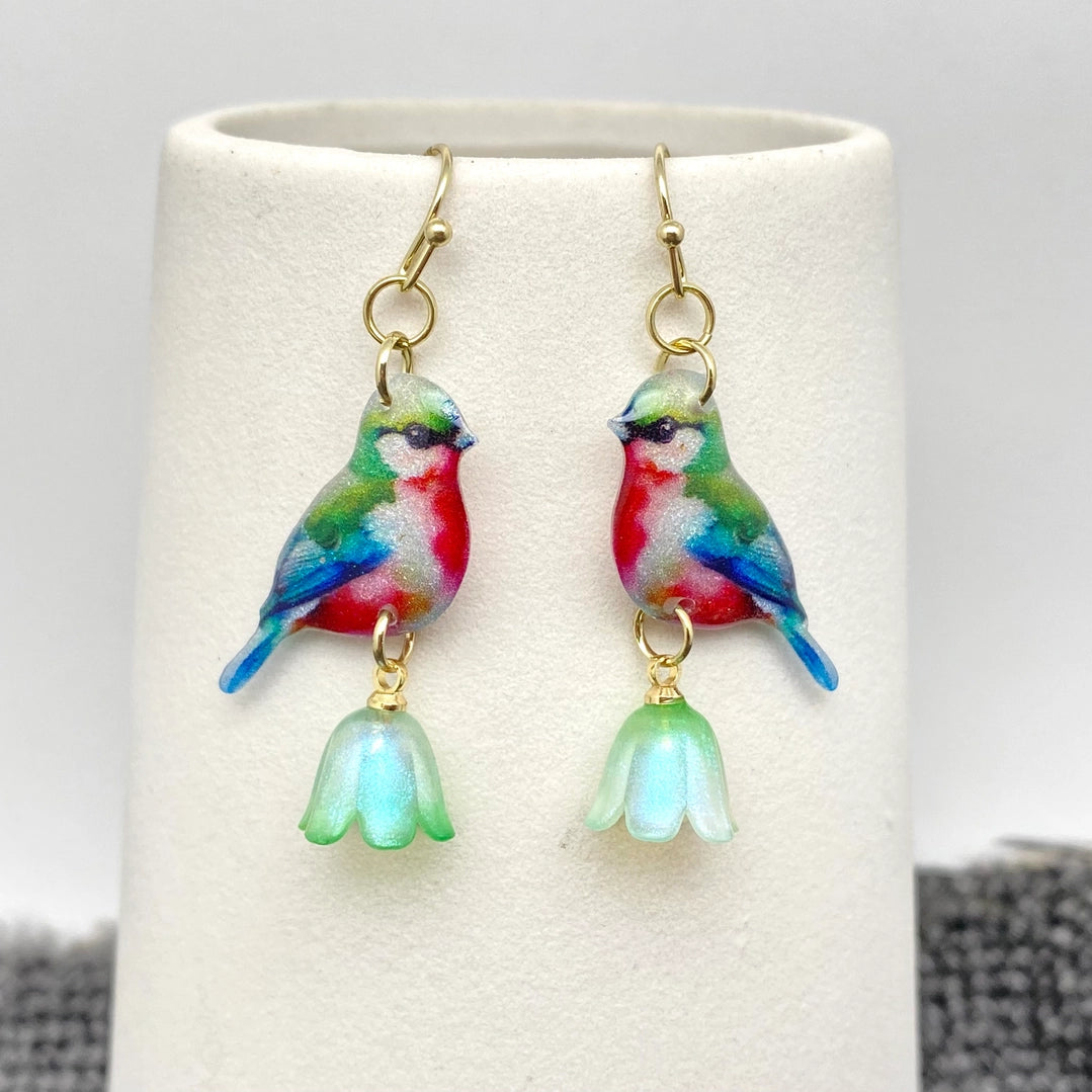 Resin Birds with Flowers