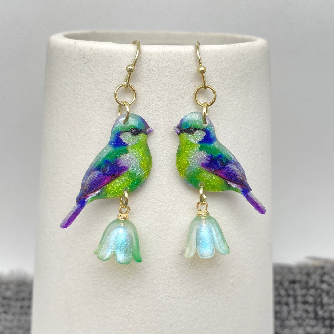 Resin Birds with Flowers