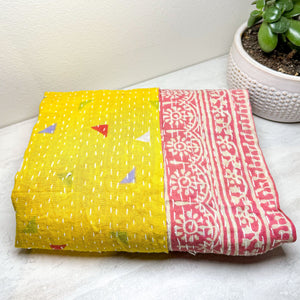 Reversible Cotton Kantha Scarves / Scarf Hand Stitched Indian Scarfs