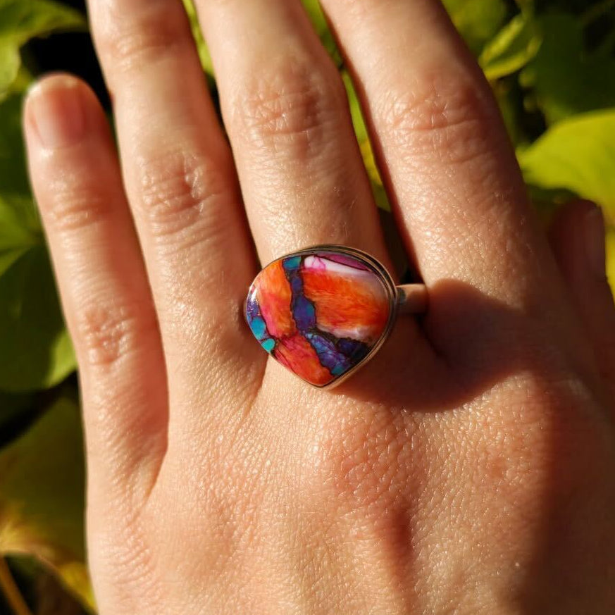 Kingman Pink Dahlia Turquoise Sterling Silver Rings (Copy)