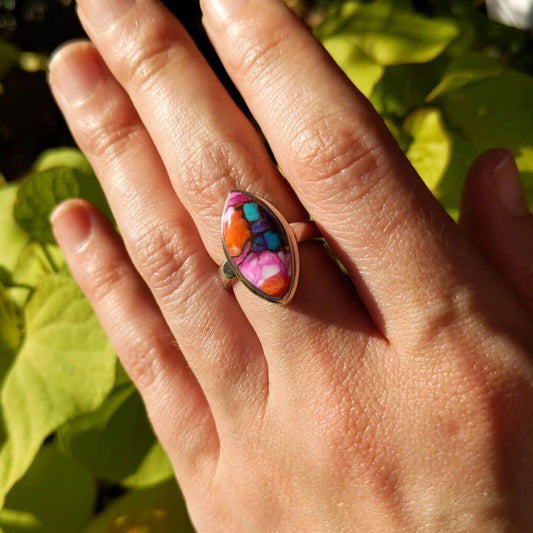 Kingman Pink Dahlia Turquoise Sterling Silver Rings (Copy)