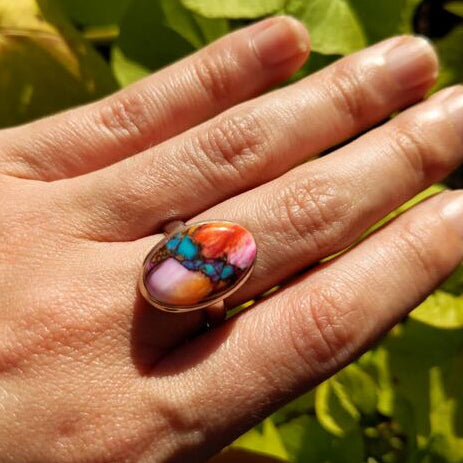 Kingman Pink Dahlia Turquoise Sterling Silver Rings (Copy)