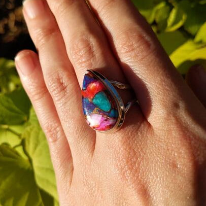 Kingman Pink Dahlia Turquoise Sterling Silver Rings (Copy)