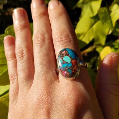 Kingman Pink Dahlia Turquoise Sterling Silver Rings (Copy)