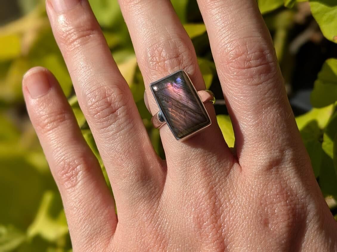 Purple Fire Labradorite Rings