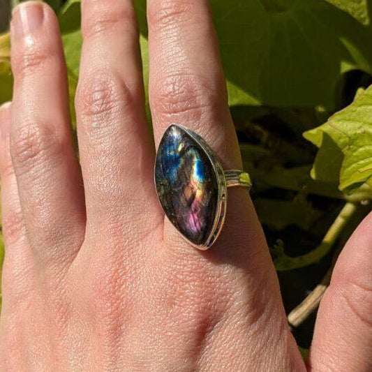 Purple Fire Labradorite Rings