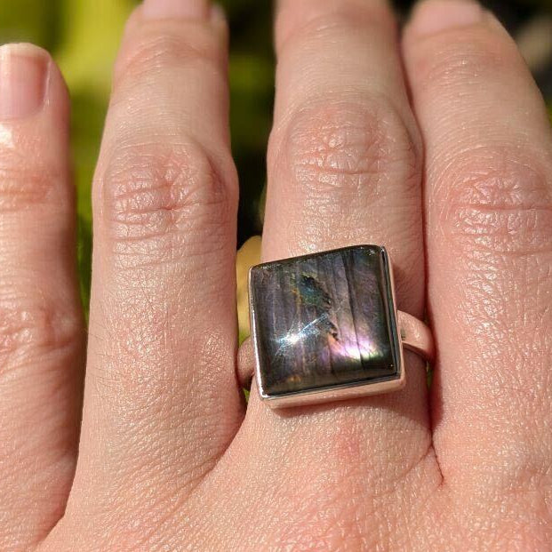 Purple Fire Labradorite Rings