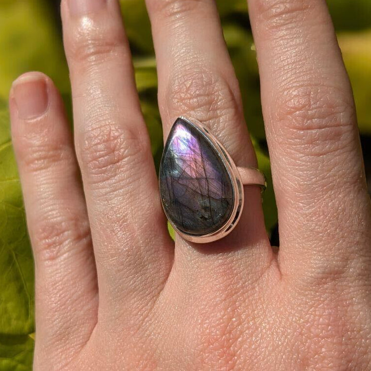Purple Fire Labradorite Rings