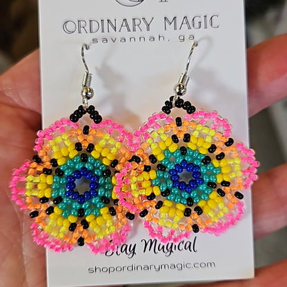 Daisy Hand Beaded Earrings | Guatemala