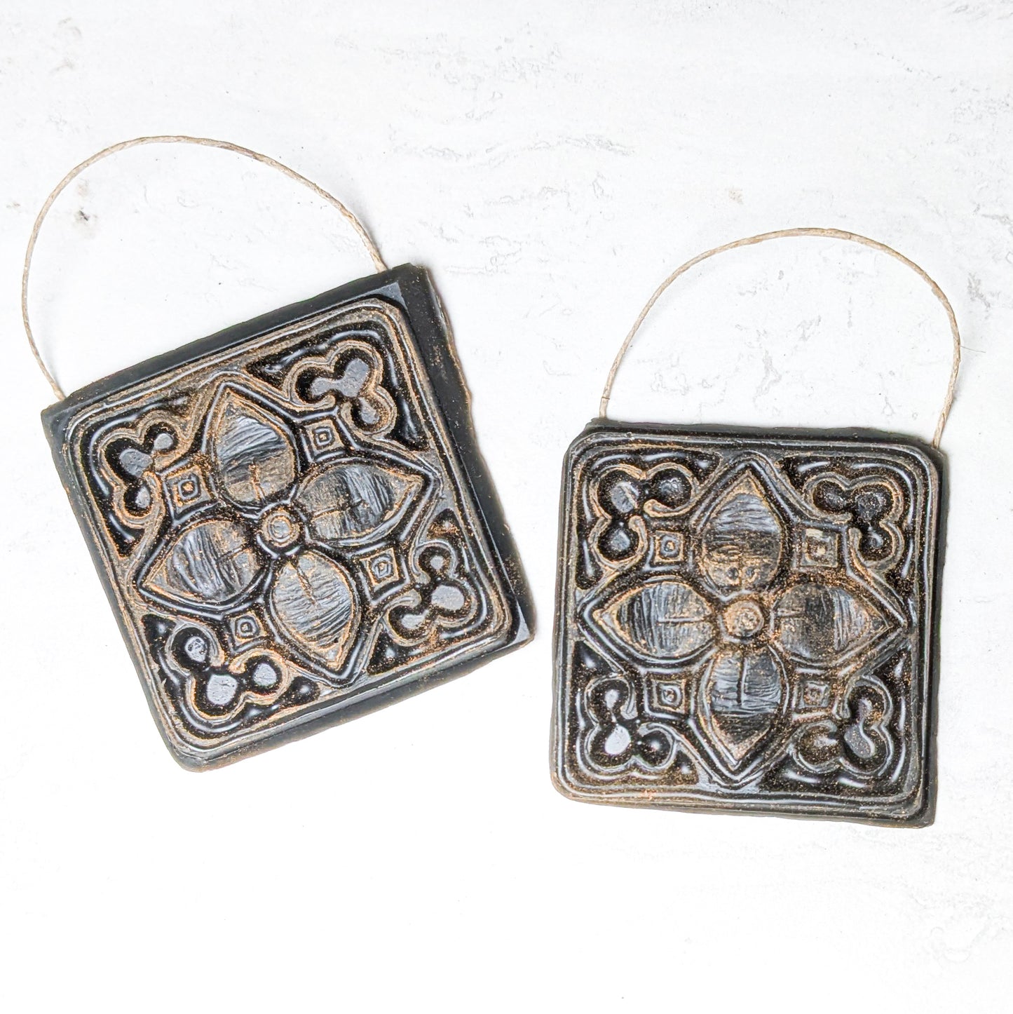 Floral Tile Beeswax Ornament | Cinnamon Finish