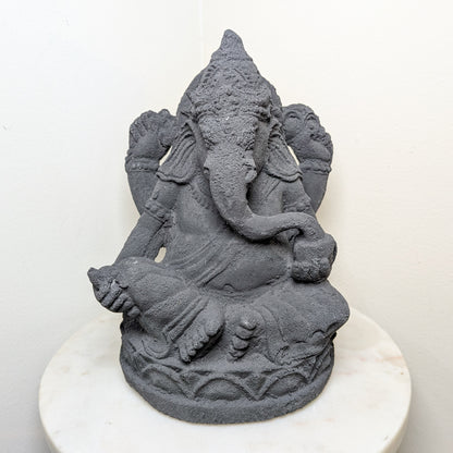 Volcanic Stone Statue Ganesha Black elephant