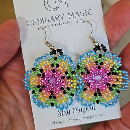 Daisy Hand Beaded Earrings | Guatemala