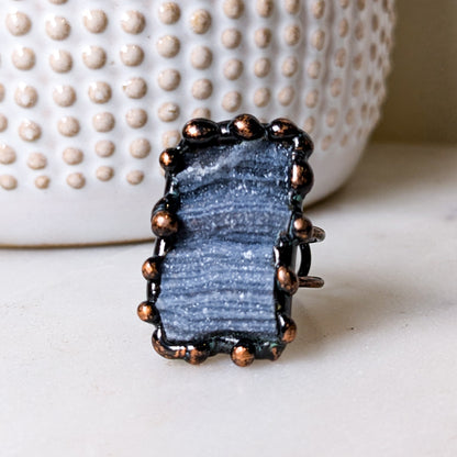 DND Irregular Natural Agate Rough Stone Adjustable Ring