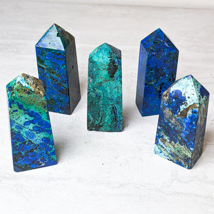 Crystal Tower Points | Moonstone, Kambaba, Azurite, Labradorite