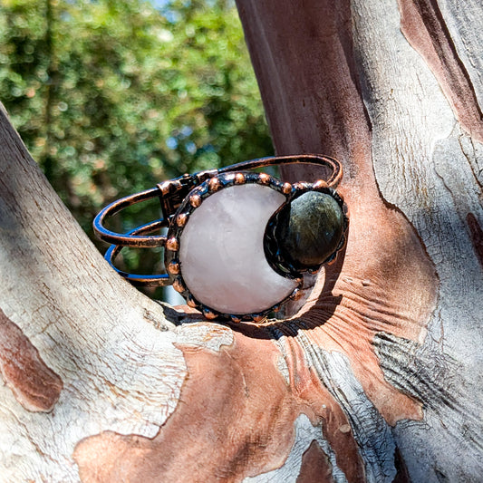DND Star Moon Copper Rose Quartz & Labradorite Bracelet