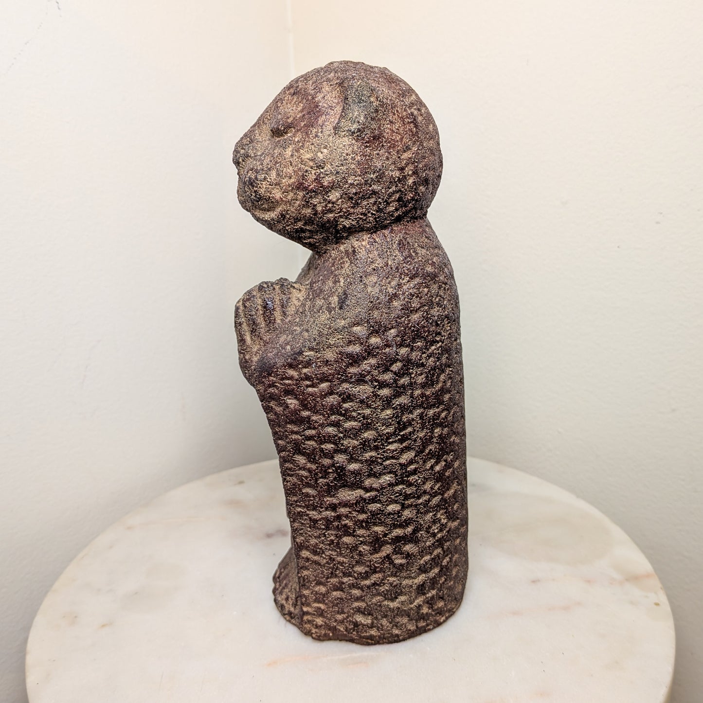 Volcanic Stone Statue Jizo Praying Cat