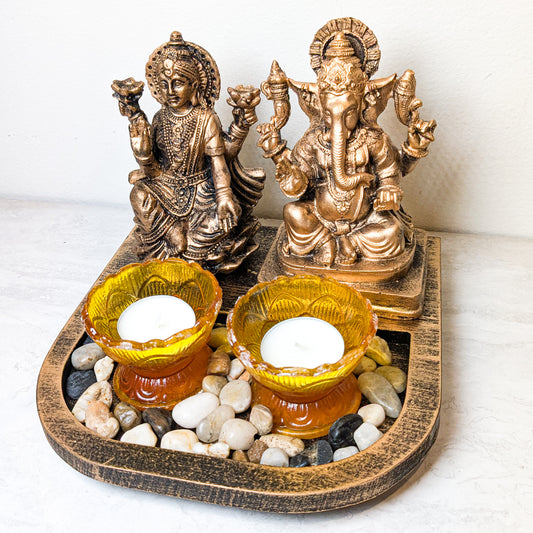 Ganesh & Lakshmi Candle Holder