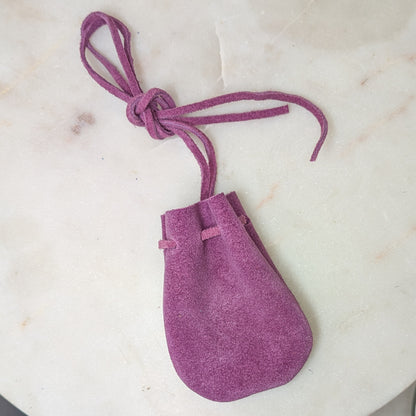 Suede Pouch Rounded w/Strap - 7 Chakra Colors